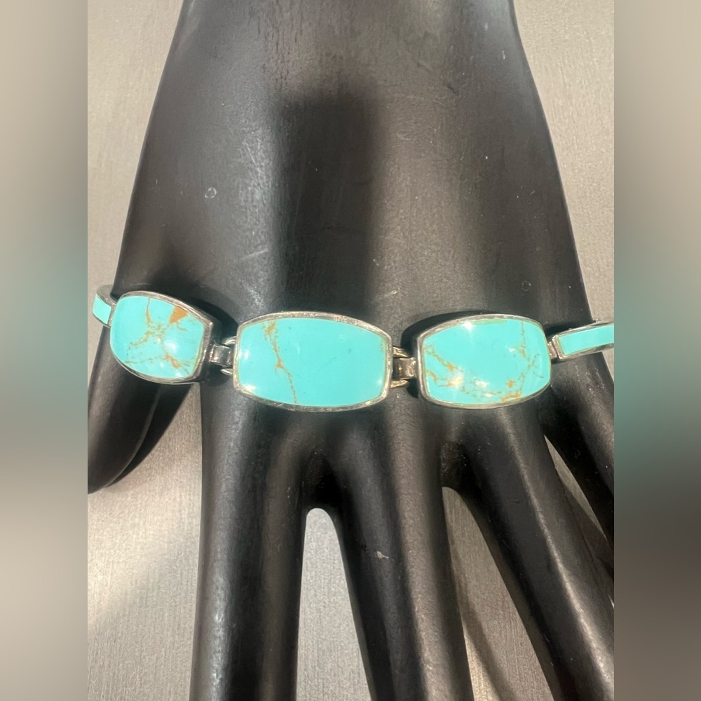 Linked turquoise 925 brazalet
